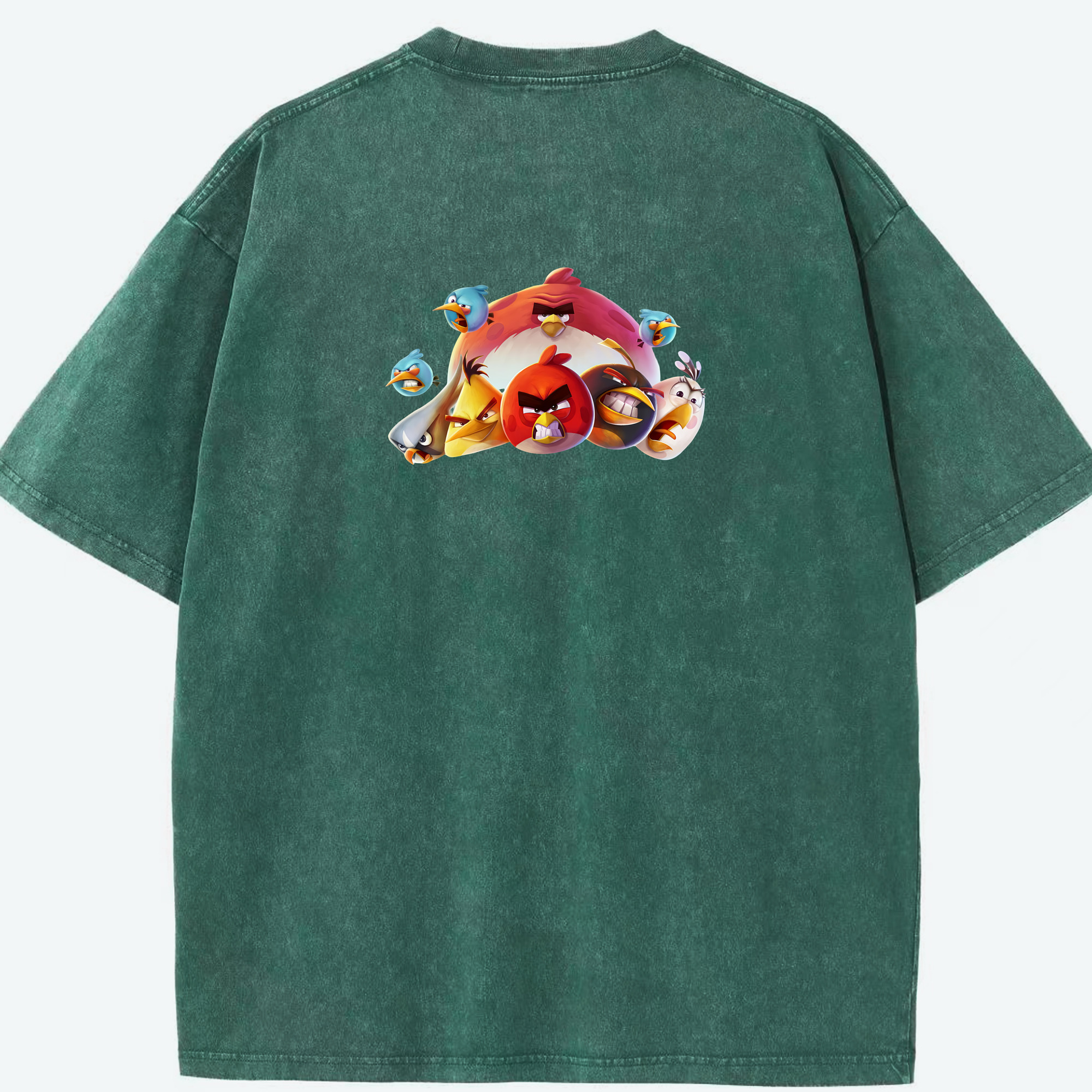 （画像用） Angry Birds アングリーバード 綿100% ヴィンテージ風 半袖Tシャツ（背面プリント）